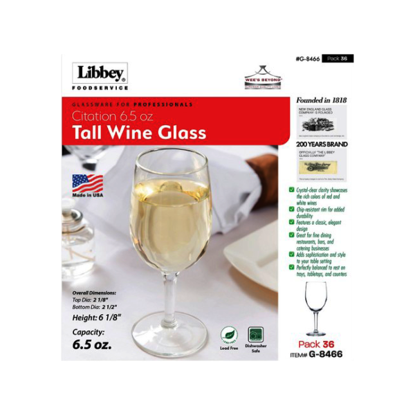 Libbey Tall Wine Glass NWA Wholesaler
