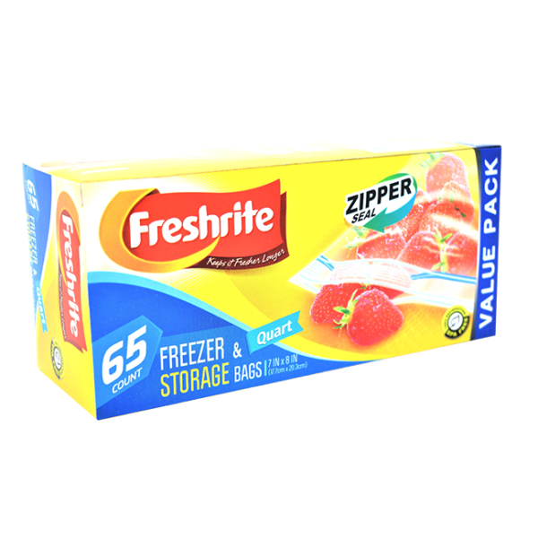 Quart Size Zipper Freezer Bag 65CT