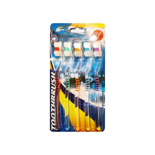 Tooth Brush Clear Handle 5 pack