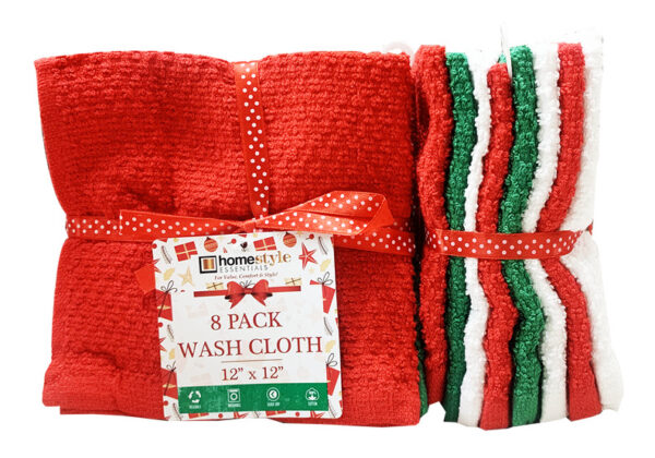 8PK 12X12 ZIG ZAG WASH CLOTH - 36 14.5OZ