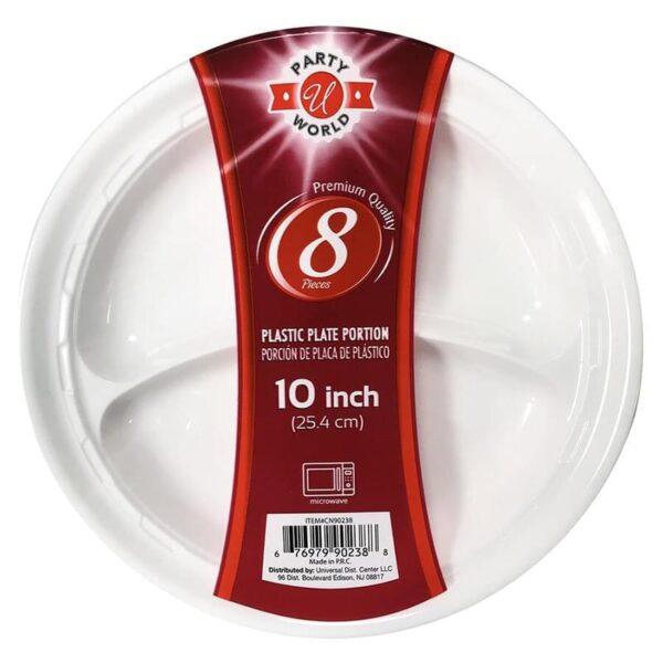 10" WHITE MICROWAVE PORTION PLATE 8CT-36