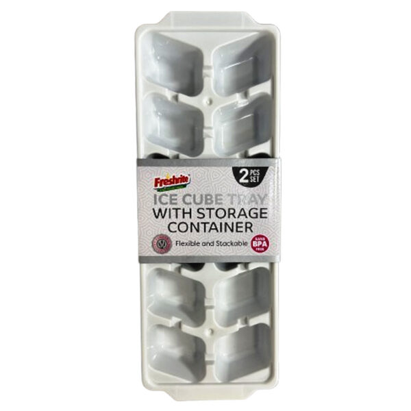 2PC ICE CUBE TRAY WITH STORAGE BIN - 48