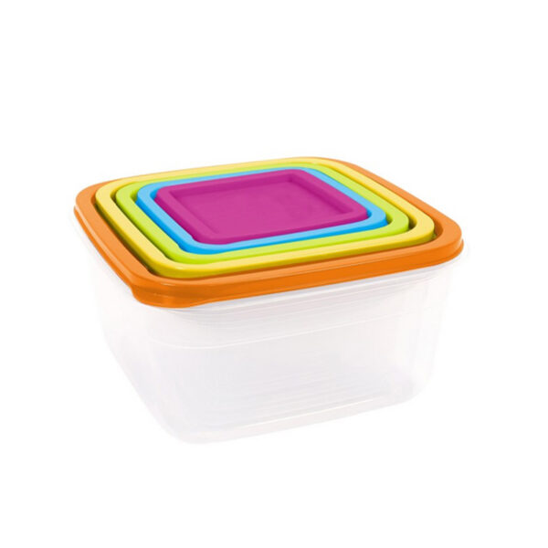 5 PC SQRE RAINBOW FOOD STORAGE SET-12