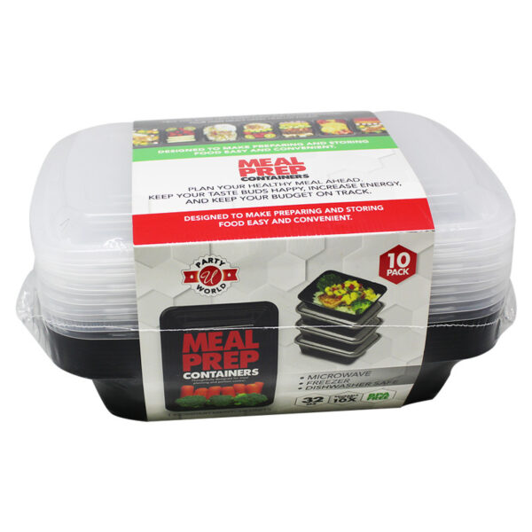 10PK B&W RECTANGULAR CONTAINER 32OZ-12