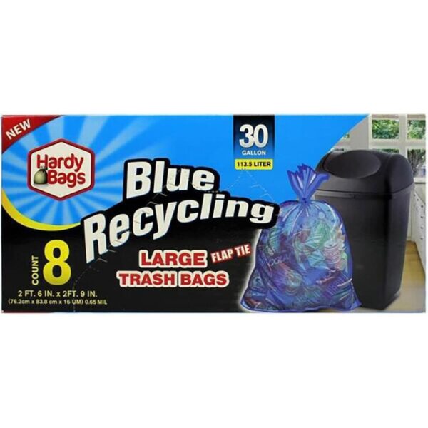 8CT HARDY BAG30GAL BLUE RECY TRSH BAG-24