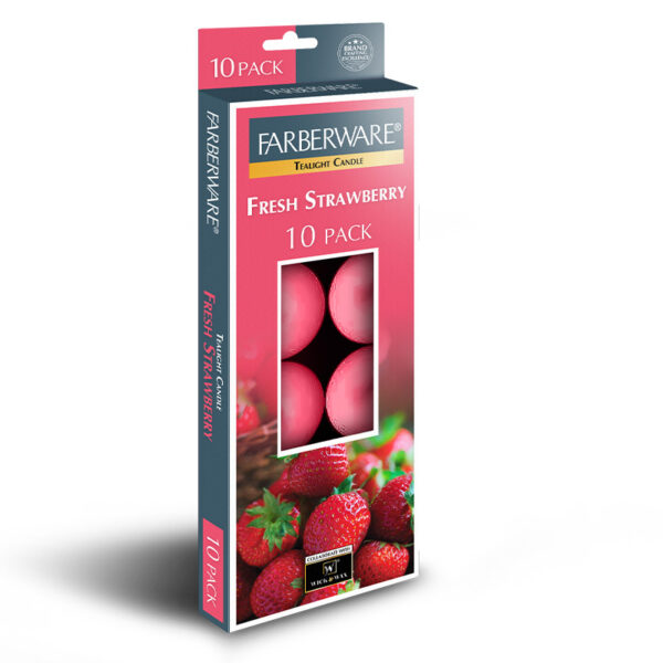 10CT FARBERWARE TEALIGHT CANDLE FRESH STRAWBERRY-12