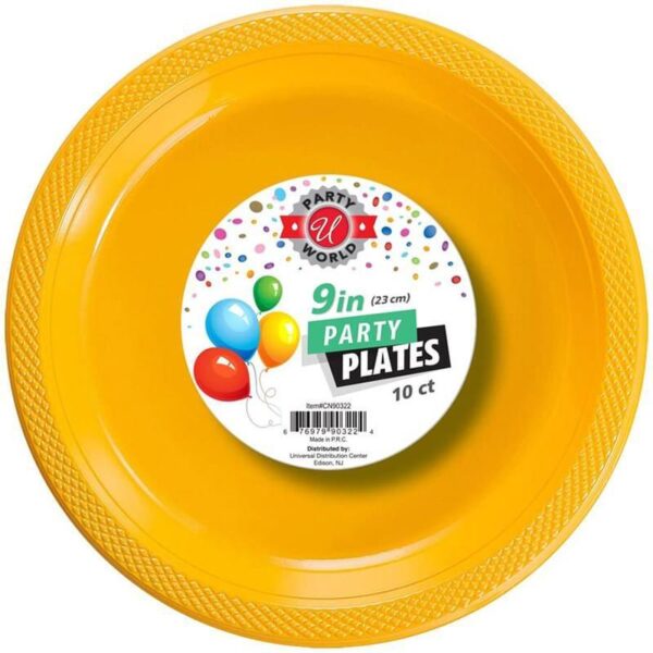 9" ROUND YELLOW PLATE 10CT-24