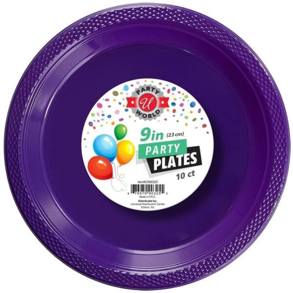 9" ROUND PURPLE PLATE 10CT-24