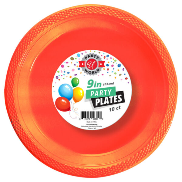 9" ROUND ORANGE PLATE 10CT-24