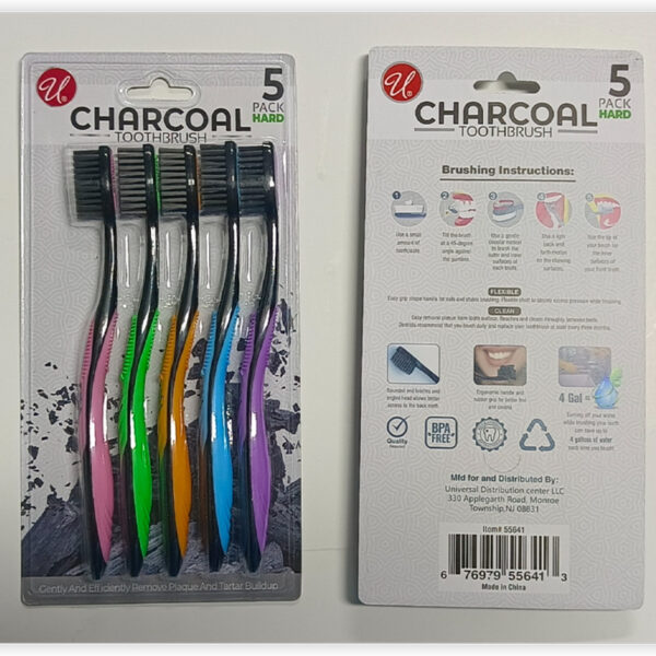 5PK CHARCOAL TOOTH BRUSH HARD-48