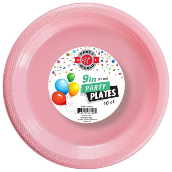 9" ROUND LIGHT PINK PLATE 10CT 24